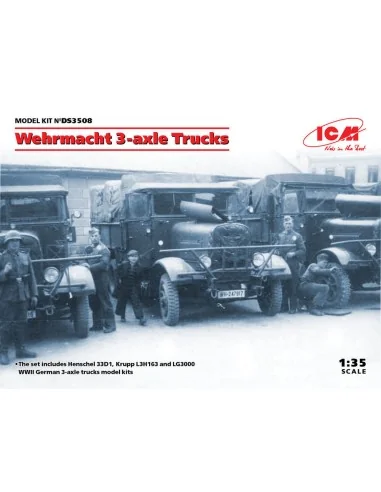 Wehrmacht 3-axle Trucks (Henschel 33D1, Krupp L3H163, LG3000), 1/35...