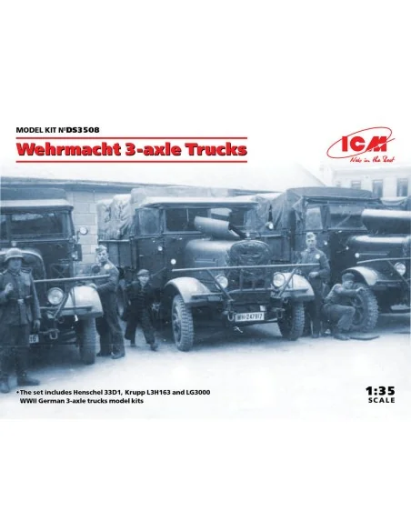 Wehrmacht 3-axle Trucks (Henschel 33D1, Krupp L3H163, LG3000), 1/35...