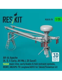 AH-64 Apache (A, D, E Early, AH Mk.I, DI Saraf) folded main rotor, ...