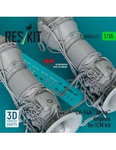 CH-54A Tarhe engines for ICM kit (3D Printed), 1/35 - ResKit Models...