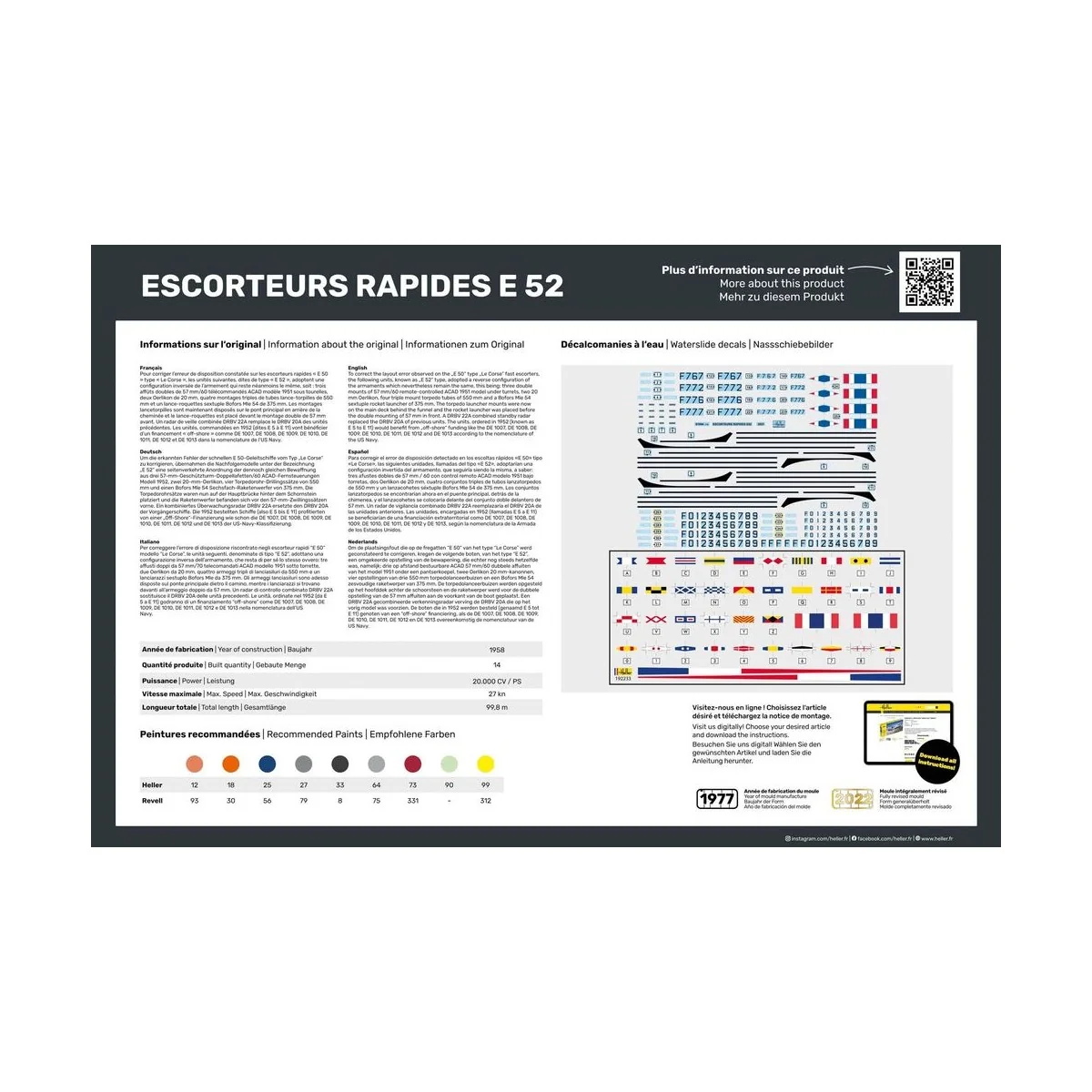 Escorteurs Rapides E 52, 1/400 - Heller 81094