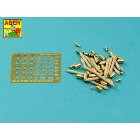 German Stielhandgranate 24 –set of 15 pcs. Metal and wood parts - A...