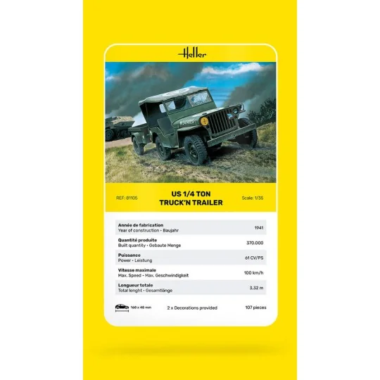 US 1/4 Ton Truck 'n Trailer - Heller 81105