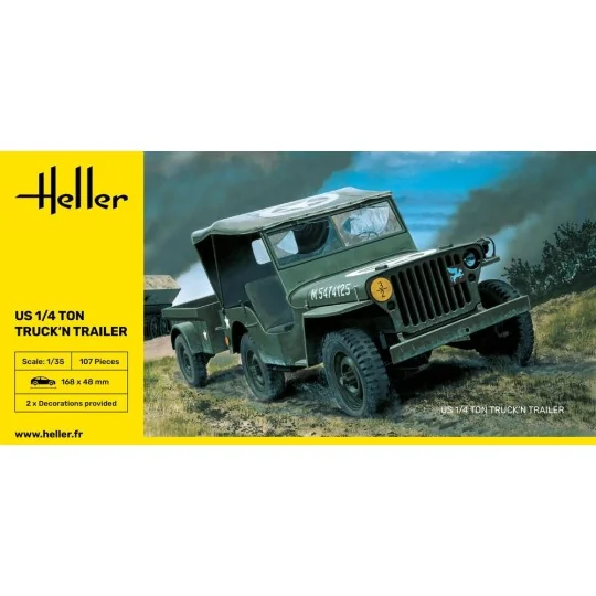 US 1/4 Ton Truck 'n Trailer - Heller 81105