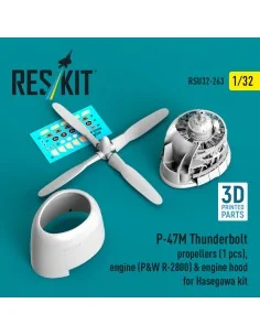 P-47M Thunderbolt propeller (1 pcs), engine (P&W R-2800) & engine h...