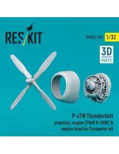 P-47N Thunderbolt propeller, engine (P&W R-2800) & engine hood (3D ... 2