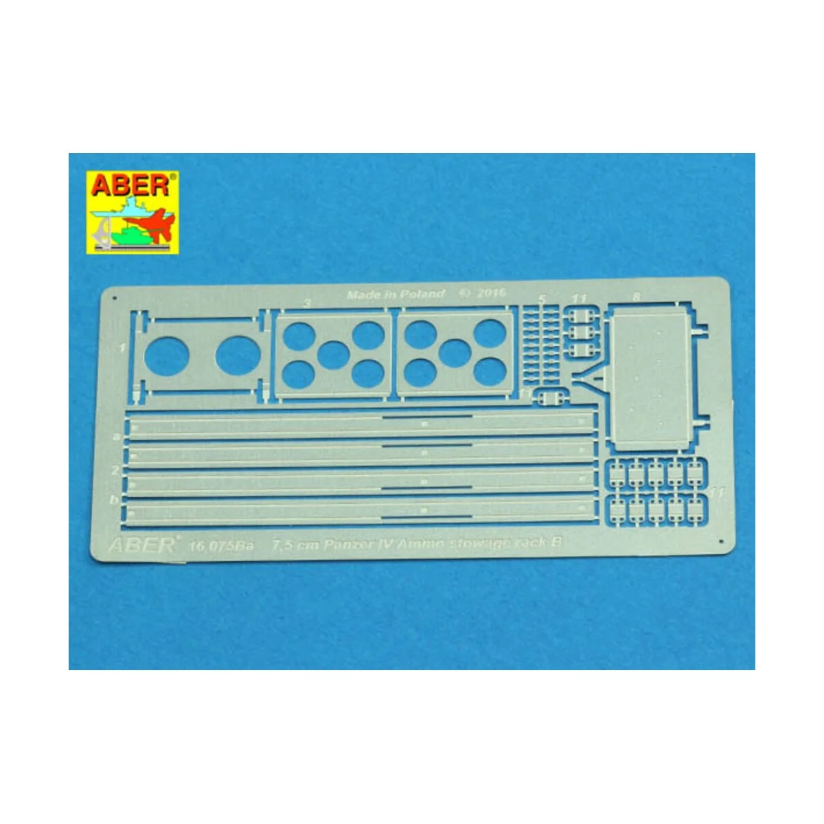 Ammo stowage rack type B for long rounds, 1/16 - Aber Models 16 075B Ammo stowage rack type B for long rounds, 1/16 - Aber Models 16 075B