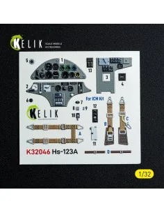 Hs-123A-1 - interior 3D decals for ICM kit, 1/32 - Kelik K32046