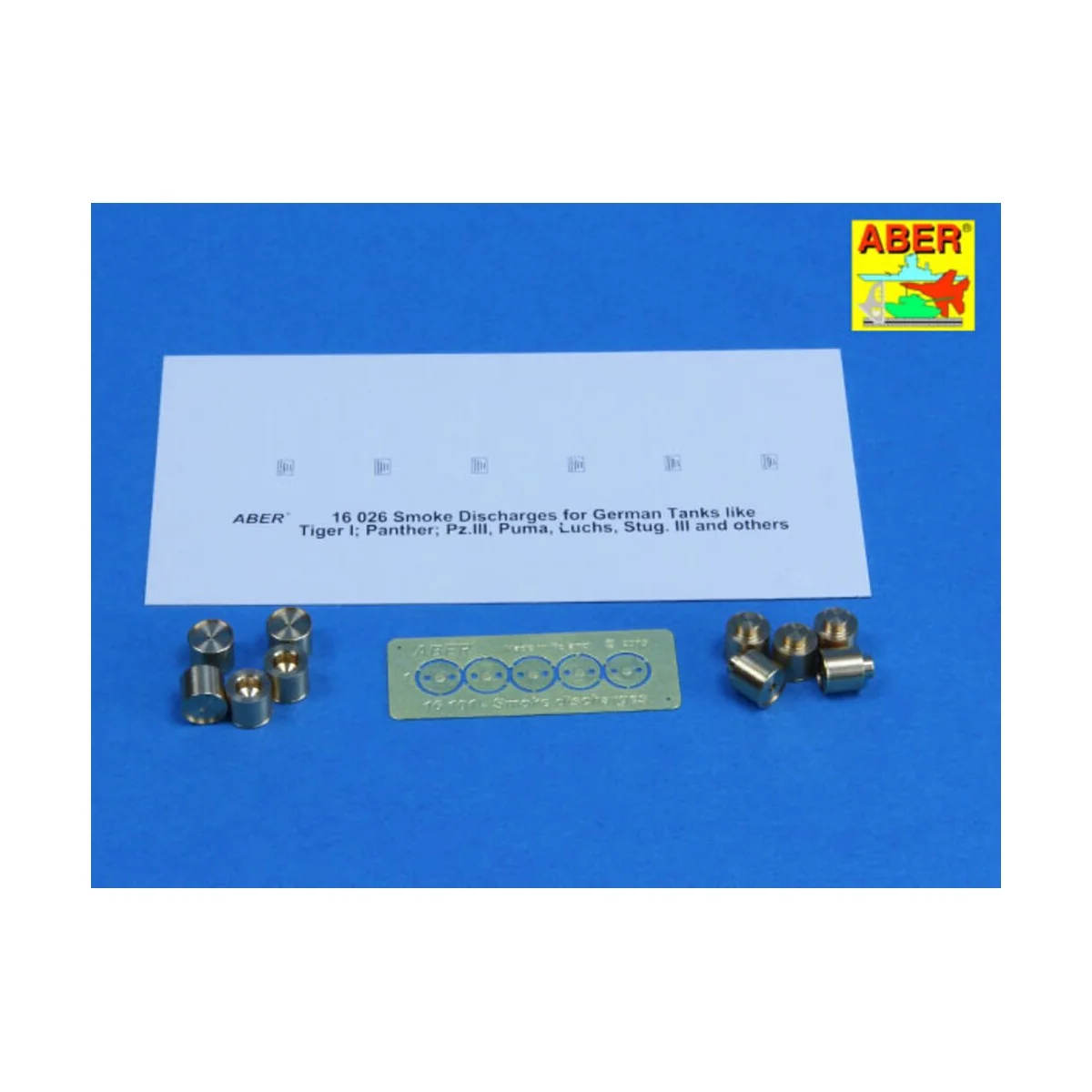 Smoke Discharges for rear granade racks, 1/16 - Aber Models 16101 Smoke Discharges for rear granade racks, 1/16 - Aber Models 16101