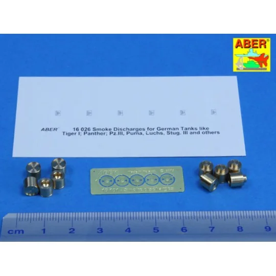 Smoke Discharges for rear granade racks, 1/16 - Aber Models 16101 Smoke Discharges for rear granade racks, 1/16 - Aber Models 16101