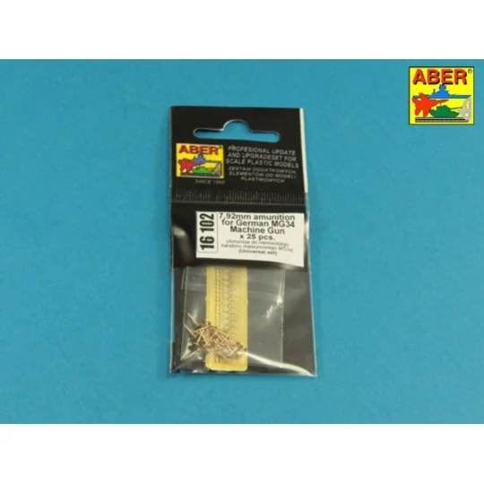 7, 92 mm Amunition for German MG34 Machine Gun x 25 pcs., 1/16 - Ab...
