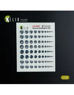 Round Headlights Set 1-6 mm - 3D Decal for models, 1/35 - Kelik KA3...