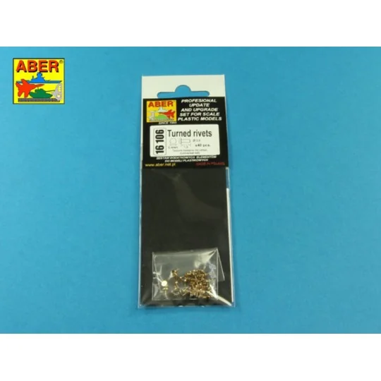 Turned rivets 0,9 x1,3 x 0,5mm 40 pcs. - Aber Models 16106