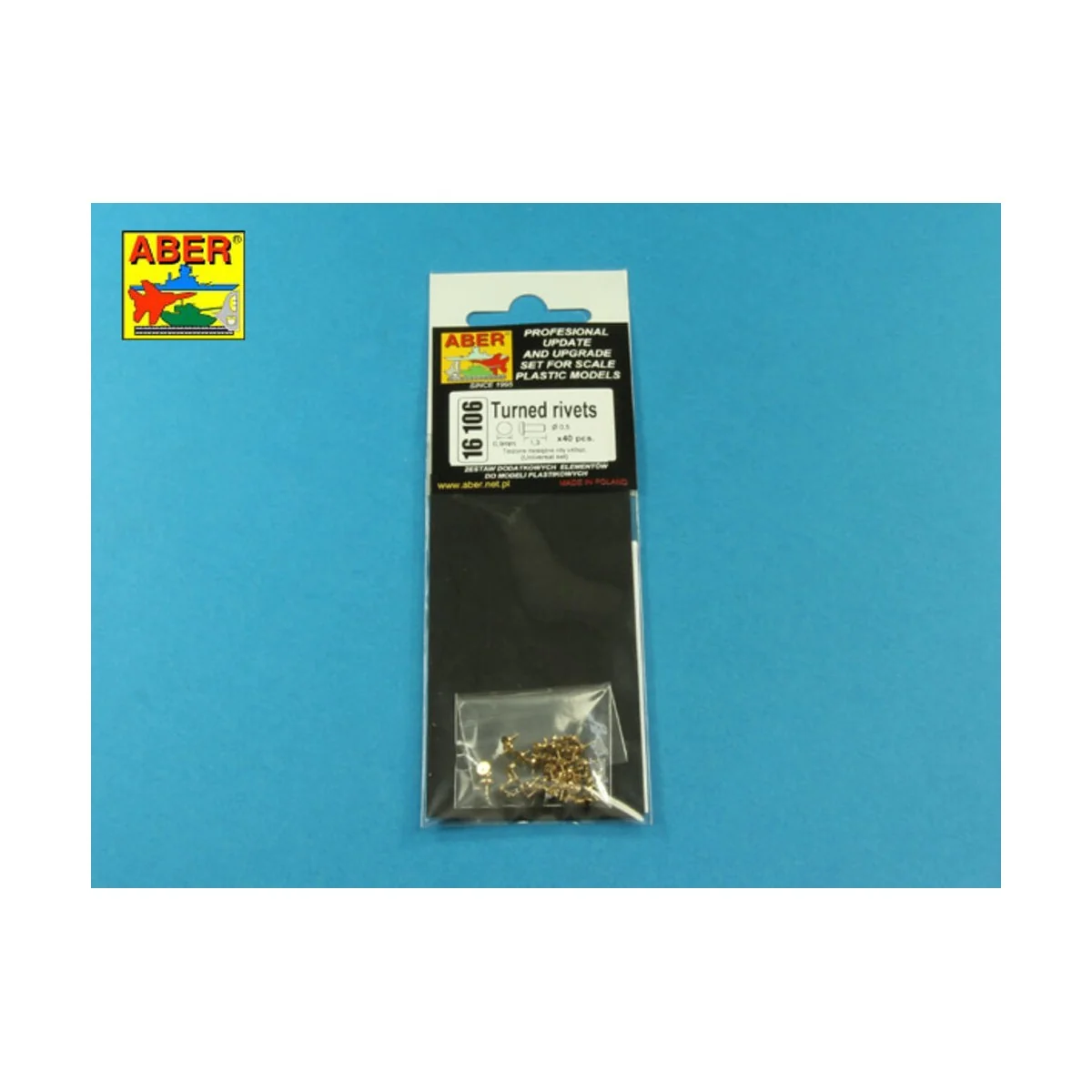 Turned rivets 0, 9 x1, 3 x 0, 5mm 40 pcs., 1/16 - Aber Models 16106