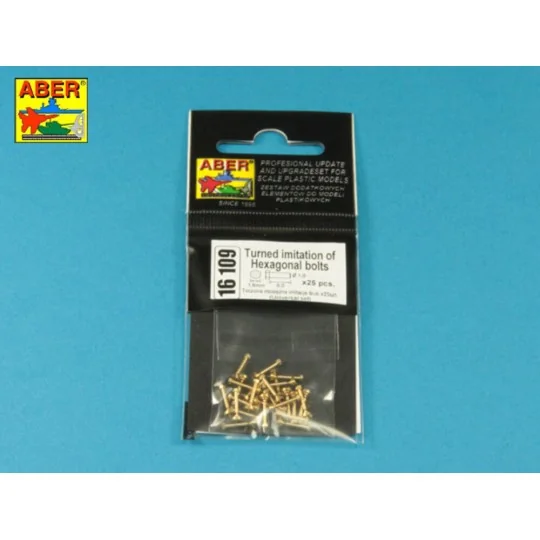 Turned imitation of Hexagonal bolts 1, 6 x 6, 0 mm x 25 pcs., 1/16 ...