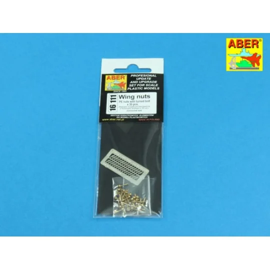 Wing nuts PE nuts with turned bolt x 30 pcs., 1/16 - Aber Models 16111