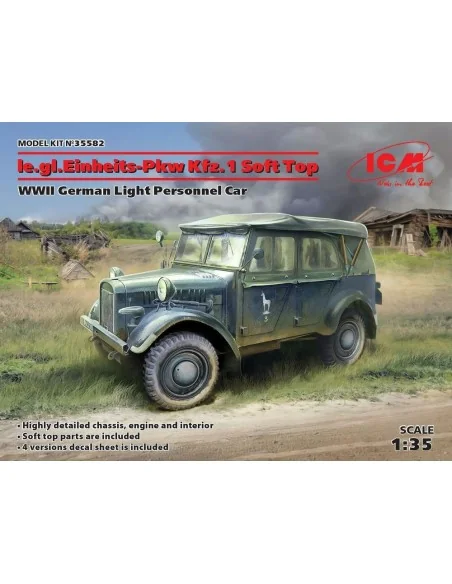 le.gl.Einheitz-Pkw Kfz.1 Soft Top, WWII German Light Personnel Car,...