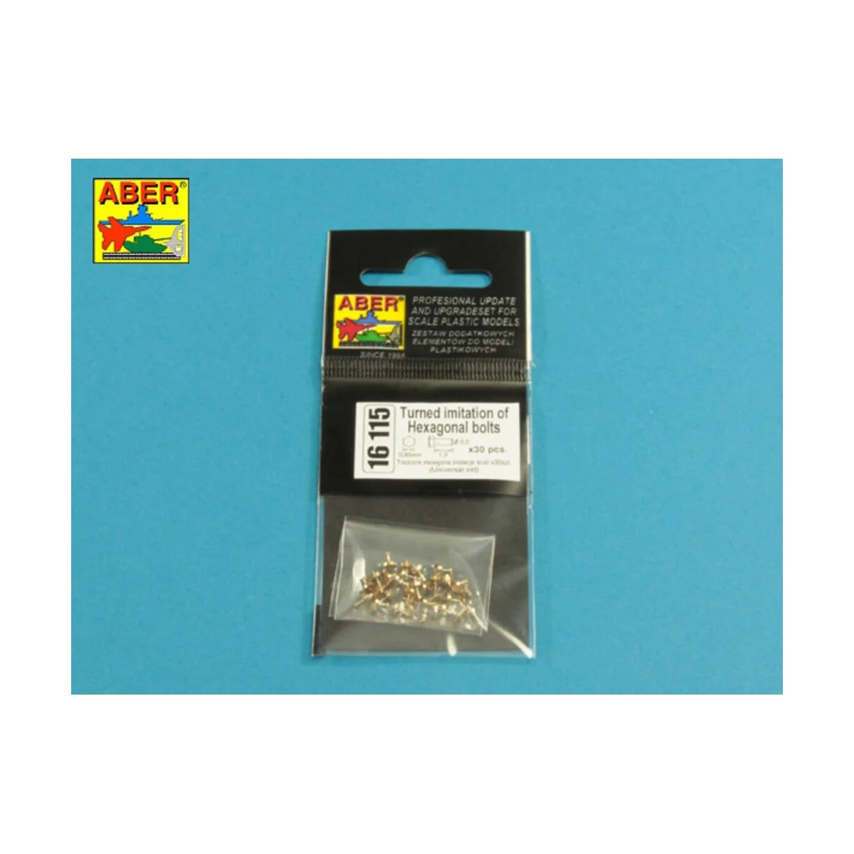Turned imitation of Hexagonal bolts 0,85 x 1,30 mm x 30 pcs. - Aber...