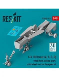 F/A-18 Hornet (A, B, C, D) wheel bays, landing gears with wheels se...