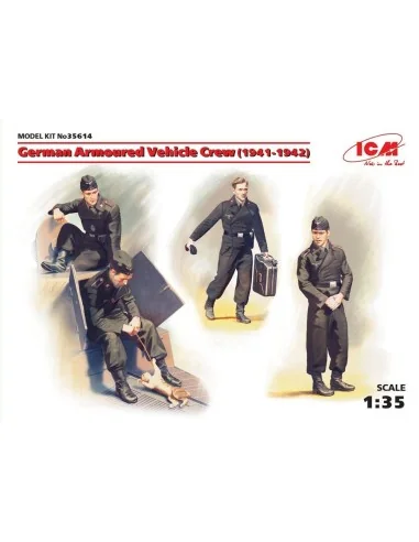 German Armoured Vehicle Crew 1941-1942 4 figures and cat, 1/35 - IC...