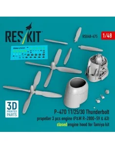 P-47D 11/25/30 Thunderbolt propeller (3 pcs), engine (P&W R-2800-59...