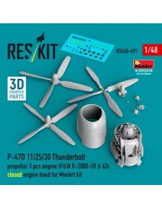 P-47D 11/25/30 Thunderbolt propeller (3 pcs), engine (P&W R-2800-59...