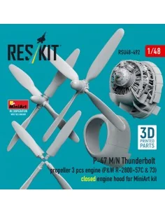 P-47 M/N Thunderbolt propeller (3 pcs), engine (P&W R-2800-57C & 73... 2