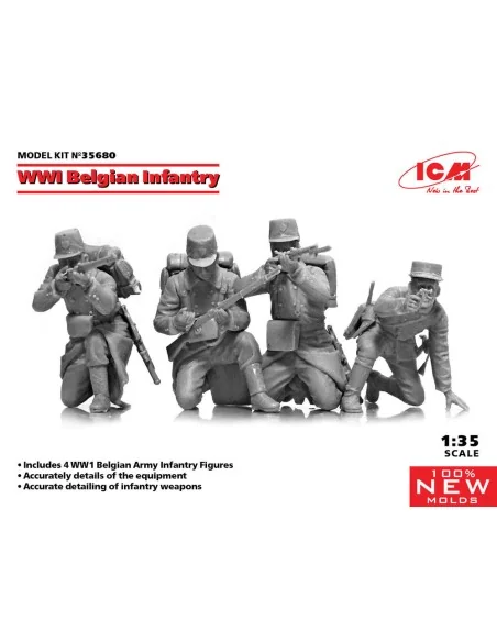 WWI Belgian Infantry (100% new molds), 1/35 - ICM 35680