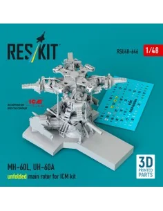MH-60L, UH-60A, unfolded main rotor (3D Printed) for ICM, 1/48 - Re...
