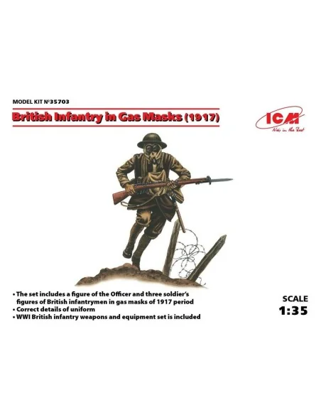 [NO_DESC] British Infantry in Gas Masks(1917)4 Figu, 1/35 - ICM 35703