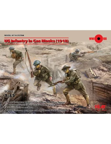US Infantry in Gas Masks(1918)4 Figures, 1/35 - ICM 35704