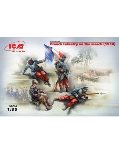 French Infantry on the march(1914)4Figur, 1/35 - ICM 35705