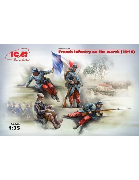 French Infantry on the march(1914)4Figur, 1/35 - ICM 35705