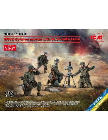 WW2 German mortar GrW 34 w.Crew (mortar a.4 figures)(100% new molds...