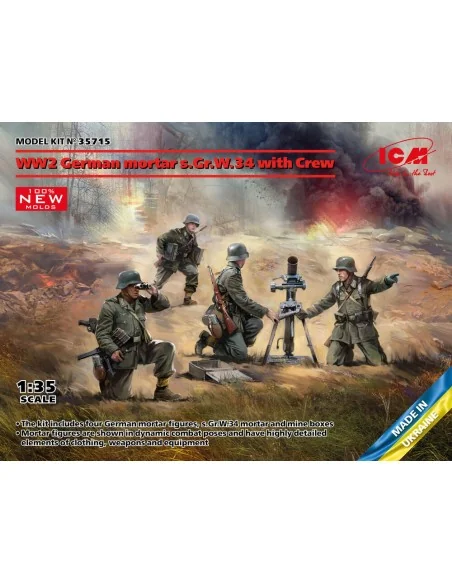 WW2 German mortar GrW 34 w.Crew (mortar a.4 figures)(100% new molds...