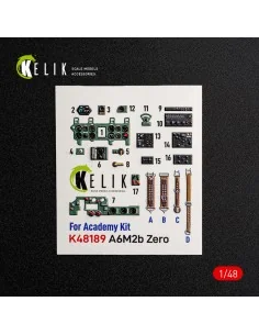 A6M2b Zero - interior 3D decals for Academy, 1/48 - Kelik K48189