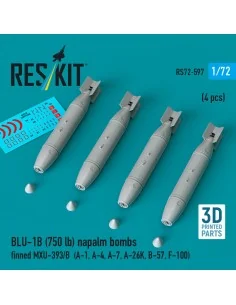 BLU-1B (750lb) napalm bombs finned MXU-393/B (4 pcs) (A-1, A-4, A-7...