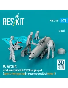 US Aircraft mechanics with SUU-23 20mm gun pod (open & close gun ba... 2