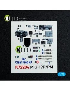 MiG-19P/PM - interior 3D decals for ClearProp kit, 1/72 - Kelik K72204