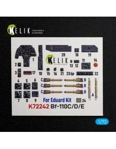 Bf-110C/D/E- interior 3D decals for Eduard, 1/72 - Kelik K72242