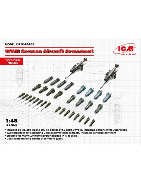 WWII German Aircraft Armament (100% new molds), 1/48 - ICM 48408