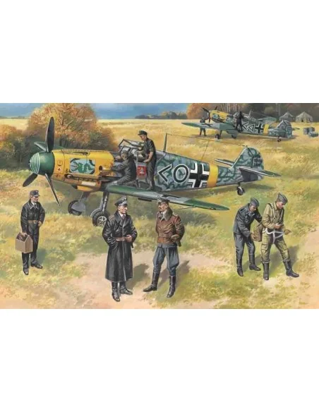 Bf 109F-2 with German Pilots and Ground Personnel, 1/48 - ICM 48803