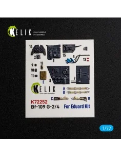 Bf-109 G-2/4 - interior 3D decals for Eduard, 1/72 - Kelik K72252