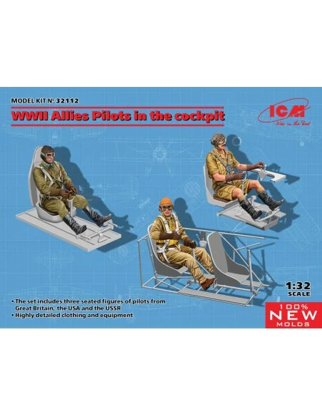 WWII Allies Pilots in the cockpit (British, Amarican, Soviet)(100%n...