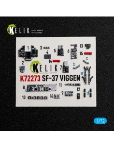 SF-37 Viggen - interior 3D decals for Special Hobby, 1/72 - Kelik K...