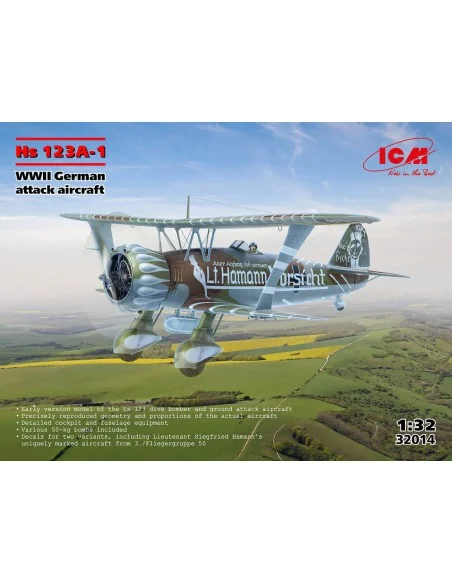 Hs 123A-1, WWII German attack aircraft (100% new molds), 1/32 - ICM...