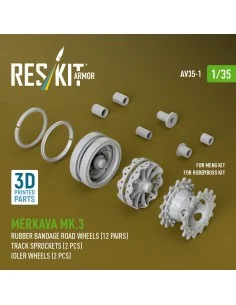Merkava Mk.3 rubber bandage road wheels (12 pairs), track sprockets...