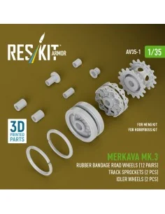 Merkava Mk.3 rubber bandage road wheels (12 pairs), track sprockets... 2