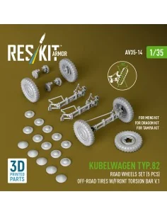 Kubelwagen typ.82 road wheels set (5 pcs) off-road tires w/front to...