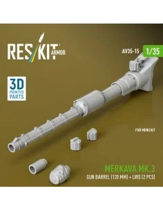 Merkava Mk.3 gun barrel (120 mm) + LWS (2 pcs) for Meng Kit (3D Pri...
